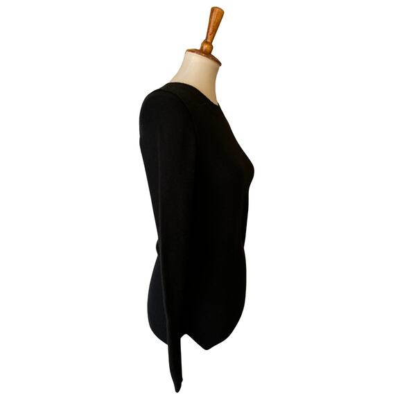 Aqua 100% Cashmere Sweater – Black Elevated Seam Crewneck, Size Small - Picture 3 of 7